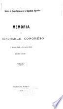 Memoria al Honorable Congreso