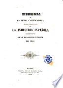 Memoria de la Junta Calificadora de los productos de la industria española