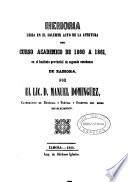 Memoria del Instituto Provincial de Segunda Enseñanza de Zamora durante el curso académico de...