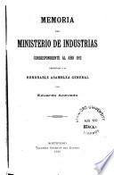 Memoria del Ministerio de Industrias ...