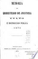 Memoria del Ministerio de Justicia, Culto e Instrucción Pública