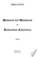 Memoria del Ministerio de Relaciones Exteriores
