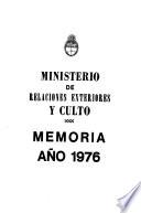 Memoria del Ministerio de Relaciones Exteriores y Culto