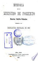 Memoria del Ministro de Fomento ... al Congreso Ordinario de ...