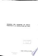 Memoria del Ministro de Obras Públicas a la Legislatura de ...