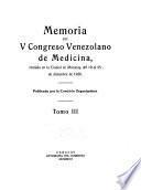 Memoria del V Congreso Venezolano de Medicina