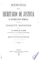 Memoria - Mexico. Secretaría de Justicia e Instrucción Pública