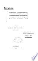 Memoria presentada al H. Congreso Nacional, correspondiente al año de ..., por el Ministro de Justicia e Instrucción Pública