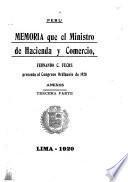 Memoria que presenta al Congreso de ... el Ministro de Hacienda y Comercio