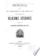 Memoria que presenta al Congreso nacional ...