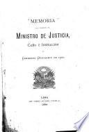 Memoria que presenta el ministro de justicia, culto é instrucción al congreso ordinario de 1900