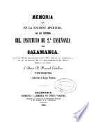 Memoria sobre el estado del Instituto de Segunda Enseñanza de Salamanca