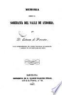 Memoria sobre la soberania del valle de Andorra
