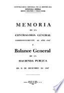 Memoria y Balance General de la Hacienda Pública
