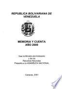Memoria y cuenta - Ministerio del Ambiente y de los Recursos Naturales Renovables