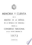 Memoria y cuenta que el Ministerio de la Defensa de la República de Venezuela presenta al Congreso Nacional