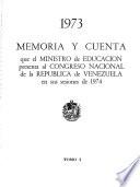 Memoria y cuenta que el Ministro de Educación presenta al Congreso Nacional de la República de Venezuela