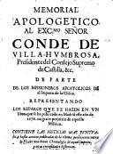 Memorial apologetico al Exc. Señor Conde de Villa-Humbrosa, Presidente del Consejo Supremo de Castilla ... de parte de los missioneros apostolicos de el imperio de la China representando los reparos que se hazen en un libro
