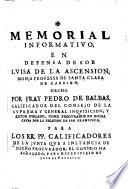 Memorial informativo en defensa de sor Luisa de la Ascension, monja professa de Santa Clara de Carrion