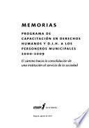 Memorias, Programa de Capacitación en Derechos Humanos y D.I.H. a los Personeros Municipales, 2000-2009