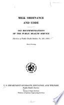 Milk Ordinance and Code: 1953 Recommendations of the Public Health Service