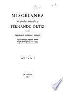 Miscelánea de estudios dedicados a Fernando Ortiz