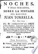Noches y dias feriados sobre la syntaxis del maestro Allan Zorrella