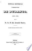 Noticias históricas y estadísticas de Durango, (1849-1850)