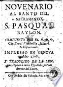 Novenario al Santo del sacramento S. Pasqual Baylon