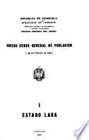 Noveno censo general de poblacion, 26 de febrero de 1961: Estado Lara