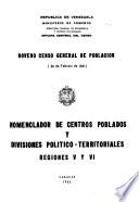 Noveno censo general de poblacion (26 de Febrero de 1961). Nomenclador de centros poblados y divisiones politico-territoriales....