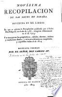Novísima recopilacion de las leyes de España