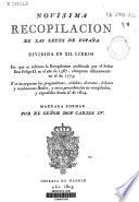Novisima recopilación de las Leyes de España: Libros I-V