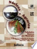 Núcleos agrarios. Tabulados básicos por municipio. Programa de Certificación de Derechos Ejidales y Titulación de solares. PROCEDE. 1992-1999. Jalisco