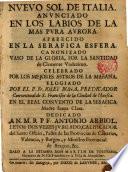 Nuevo Sol de Italia ... elogiado por el P. Fr. Josef Bona ... en el R. Convento de la Seráfica Madre Sta. Clara ...