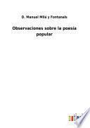 Observaciones sobre la poesía popular