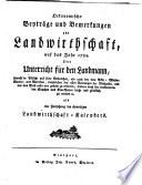 Oekonomische Beyträge und Bemerkungen zur Landwirthschaft