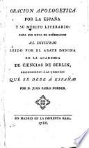 Oracion apologética por la España y su mérito literario
