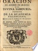 Oración en acción de gracias a la Divina Sabiduria, Patrona de la Academia Valenciana