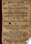 Oratorio sacro al nacimiento de Christo señor nuestro