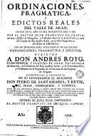 Ordinaciones, pragmatica y edictos reales del Valle de Arán
