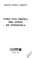Para una crítica del gusto en Venezuela