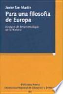 Para una filosofía de Europa