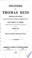 Philosophie de Thomas Reid, extraite de ses ouvrages
