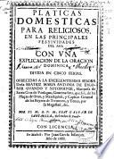 Platicas domesticas para religiosos en las principales festiuidades del año