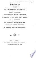 Poesias con que la Universidad de Cervera celebra las virtudes de nuestros reyes y señores D. Fernando VII y D. Maria Josefa Amalia