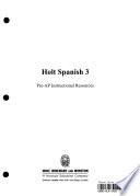 Pre-AP Instruct Res Holt Spanish 3 2008