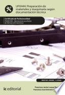 Preparación de materiales y maquinaria según documentación técnica. FMEE0108
