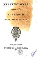 Prevenciones dirigidas a los maestros de primeras letras
