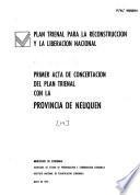 Primer acta de concertacion del plan trienal con la Provincia de Buenos Aires [y otro provincias]: Provincia de Neuquen